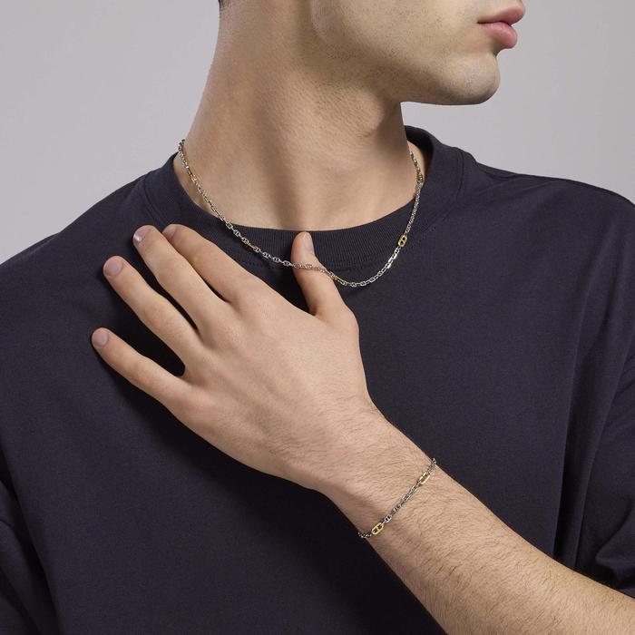 Collana uomo con elementi placcati oro Skipper