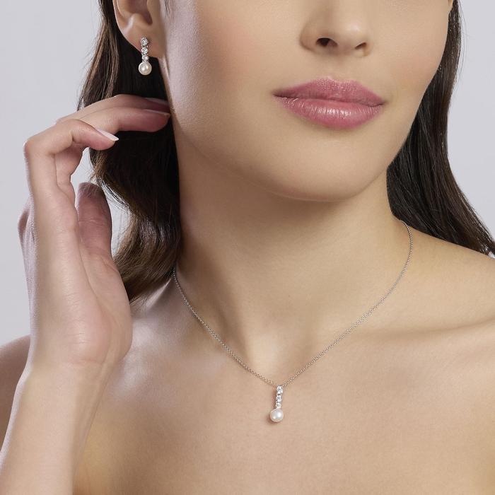 Girocollo con zirconi e perla coltivata JULIETTE