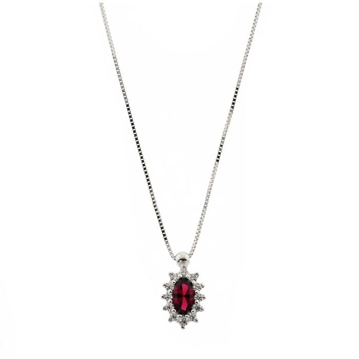 Collana Zircone Rubino d'Oro Vero