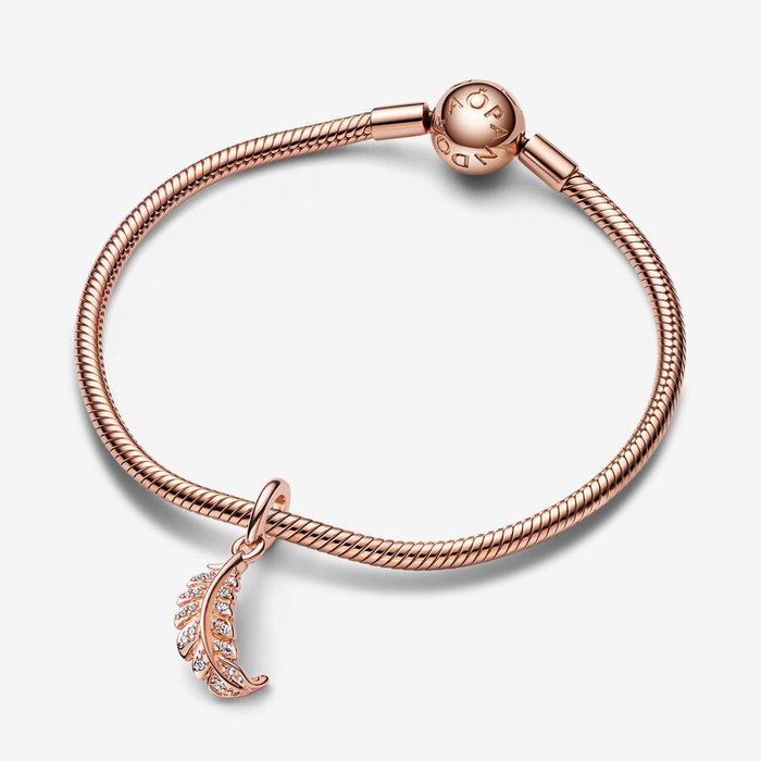 Charm Pendente Piuma con Pietre