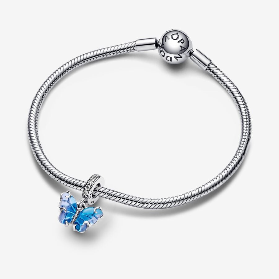 Charm Pendente Farfalla Vetro di Murano Blu