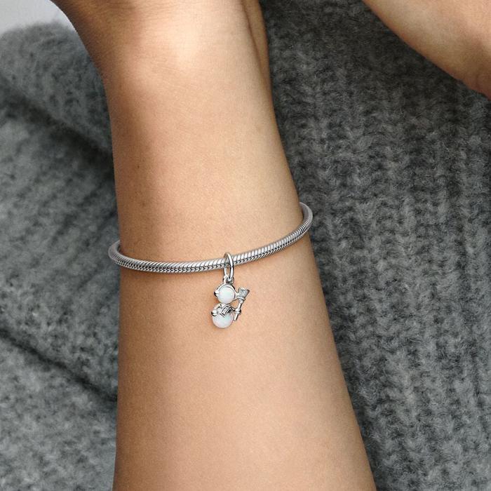 Charm Pendente Pupazzo di Neve Opale
