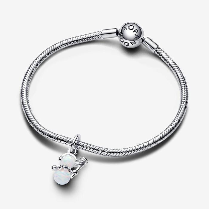 Charm Pendente Pupazzo di Neve Opale