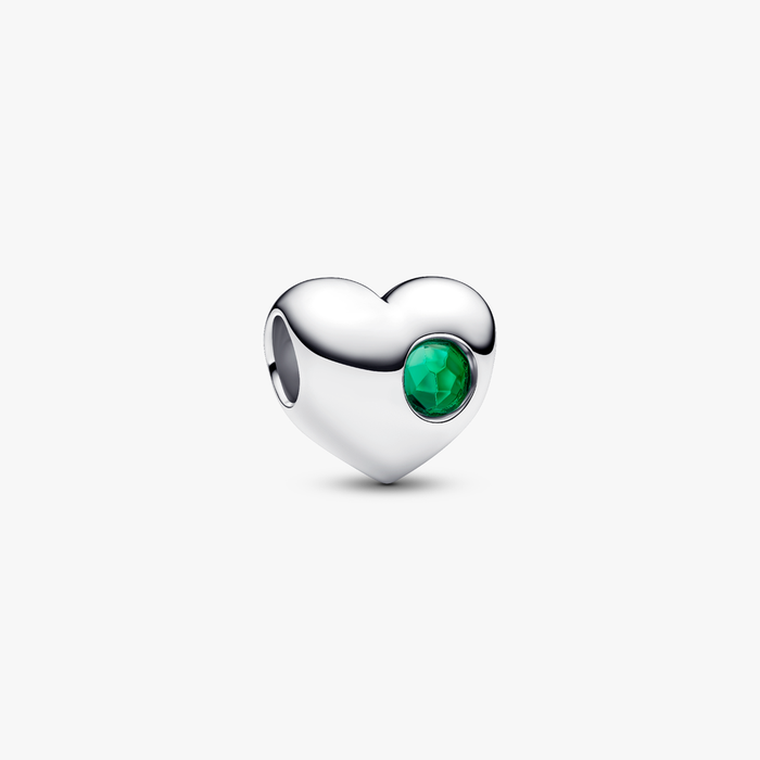 Charm Cuore con Pietra Verde Maggio da incidere
