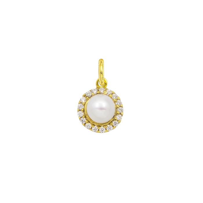 Charm Perla in Oro e Zirconi