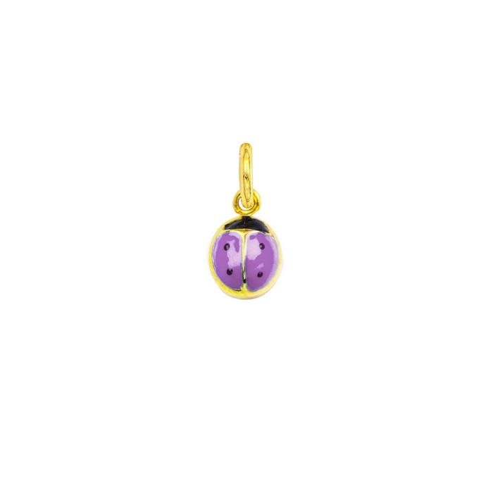 Charm Coccinella in Oro e Smalto Lilla