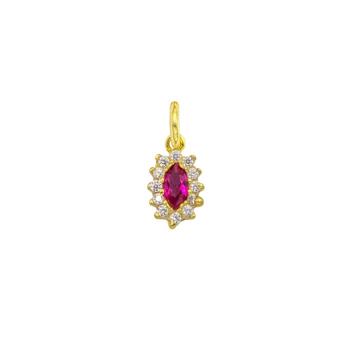Charm Rubino in Oro e Zirconi