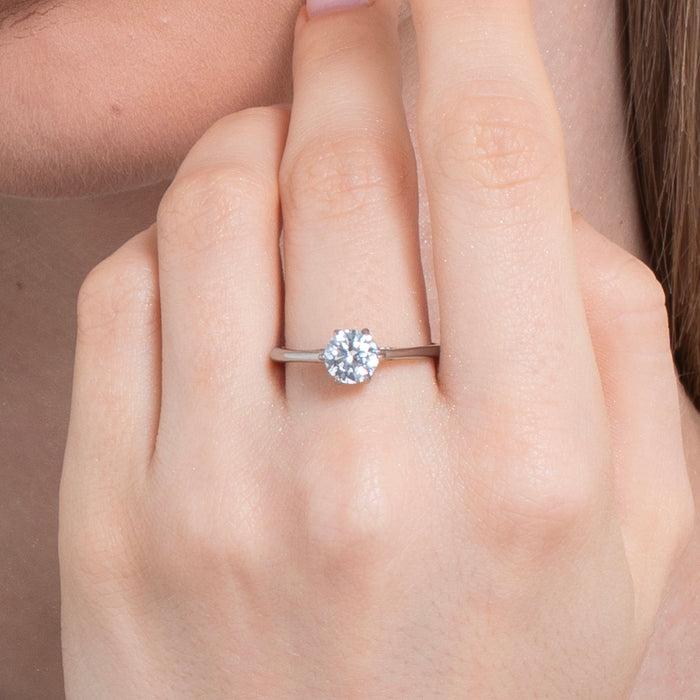 ANELLO DONNA IN ACCIAIO CON CRISTALLO BIANCO - TAGLIA 10