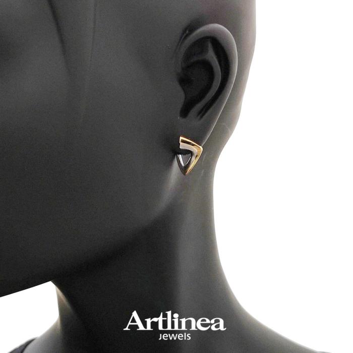 Orecchini in oro bicolore lucido 18kt