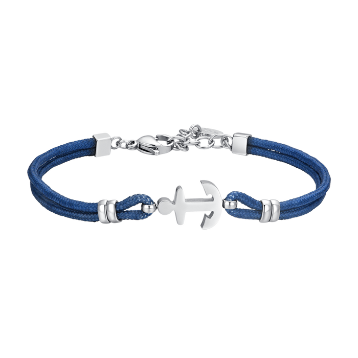 BRACCIALE UOMO IN CORDA BLU E ANCORA