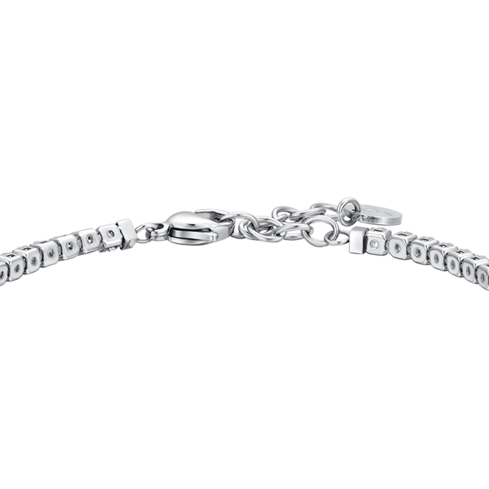 BRACCIALE TENNIS UOMO IN ACCIAIO ZIRCONI BIANCHI