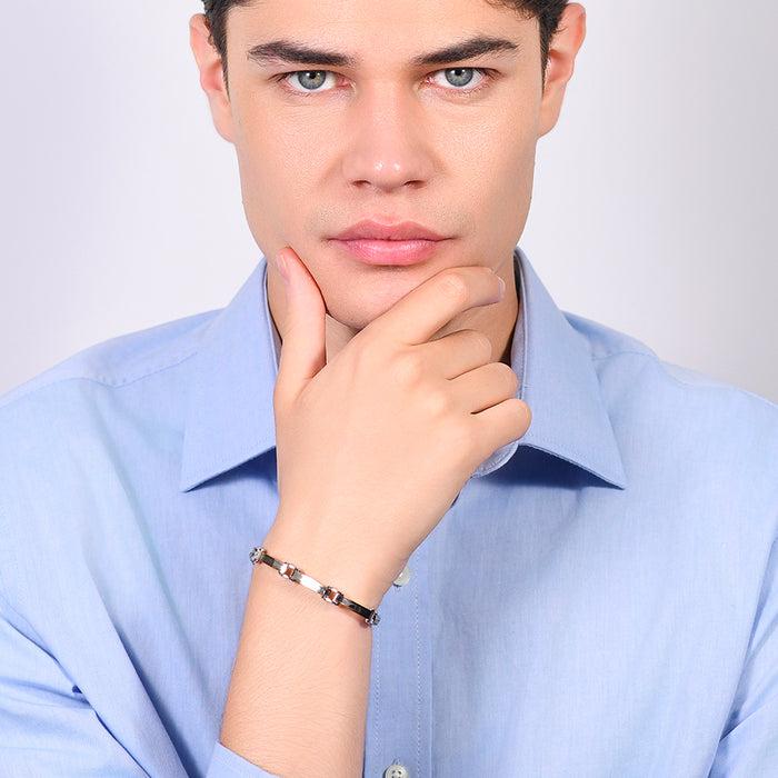 BRACCIALE UOMO IN ACCIAIO ELEMENTI IN ACCIAIO IP ROSE GOLD