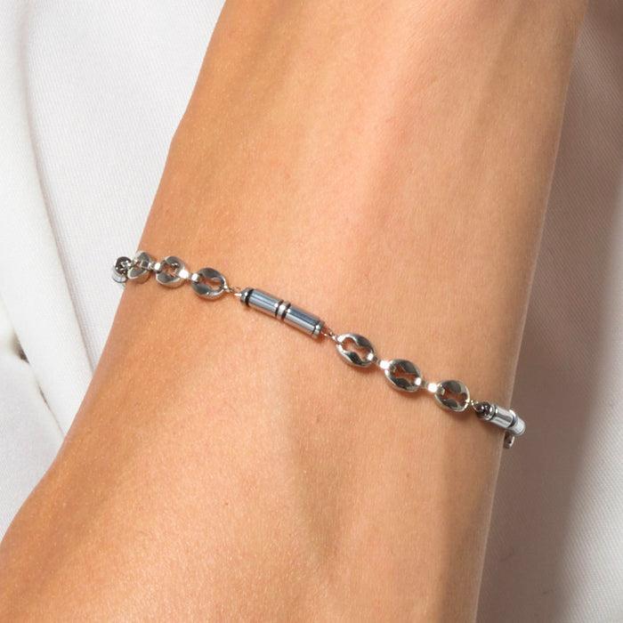 BRACCIALE UOMO IN ACCIAIO CON EMATITE SILVER