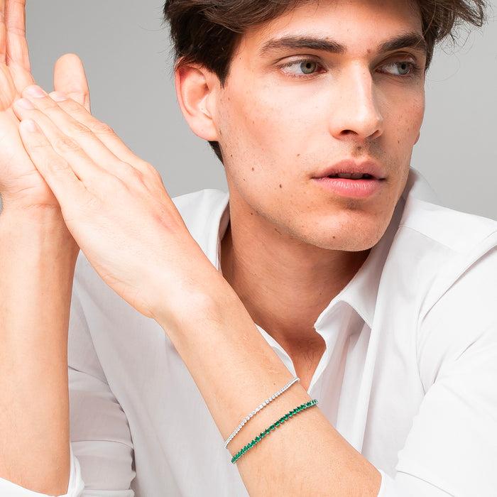 BRACCIALE UOMO IN ACCIAIO CON ZIRCONI VERDI