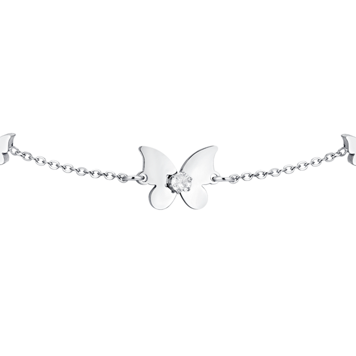 BRACCIALE DONNA IN ACCIAIO FARFALLE E ZIRCONI
