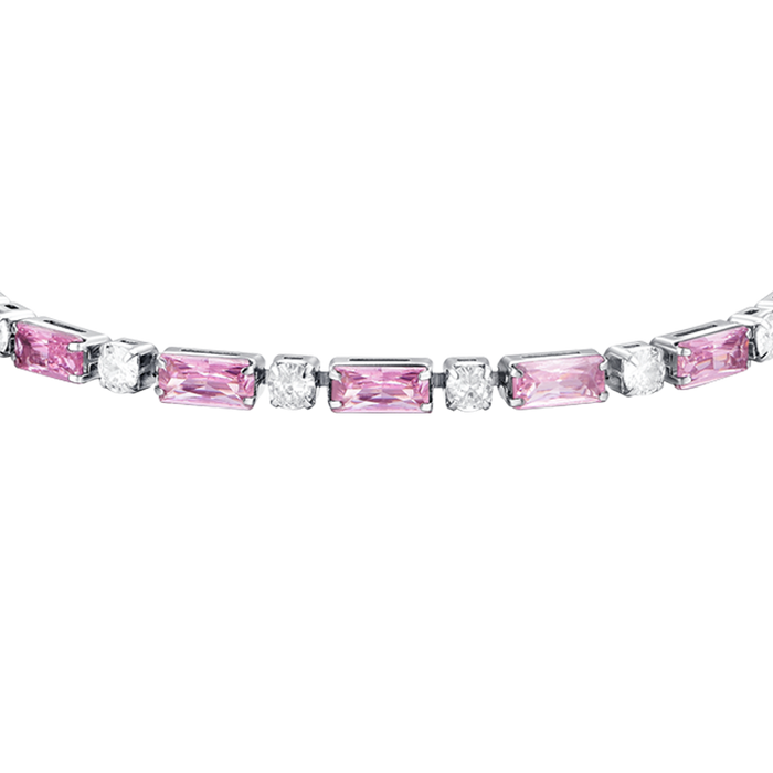 BRACCIALE TENNIS DONNA IN ACCIAIO ZIRCONI ROSA