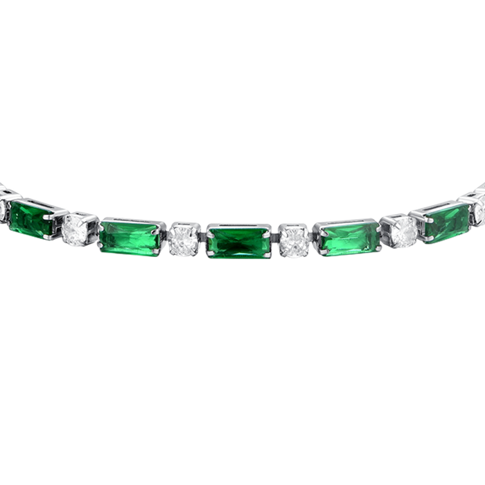 BRACCIALE TENNIS DONNA IN ACCIAIO ZIRCONI VERDI