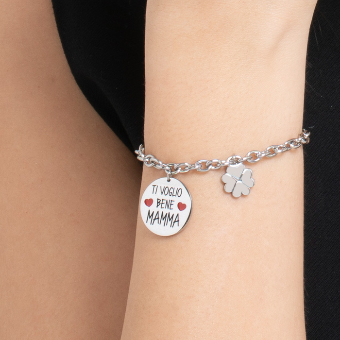 BRACCIALE DONNA IN ACCIAIO TI VOGLIO BENE MAMMA