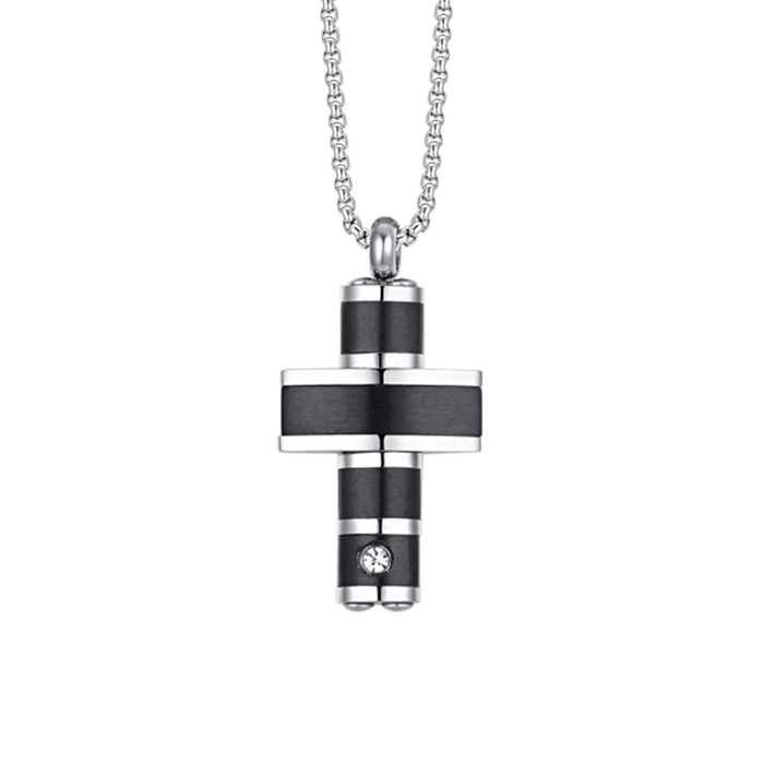 COLLANA UOMO IN ACCIAIO CROCE IP NERO