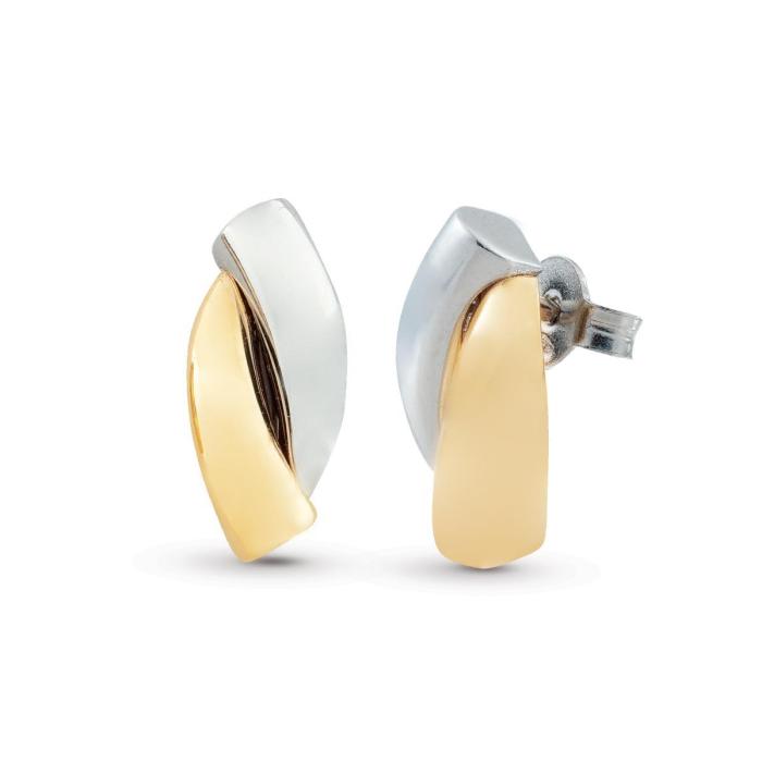 Orecchini bicolore lucido in oro 18kt