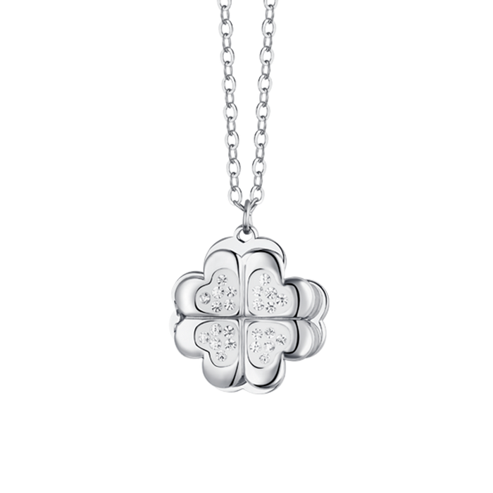COLLANA DONNA IN ACCIAIO QUADRIFOGLIO GIREVOLE