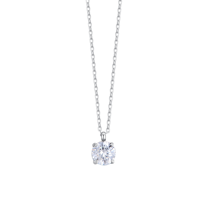 COLLANA DONNA IN ACCIAIO  CON CRISTALLO BIANCO