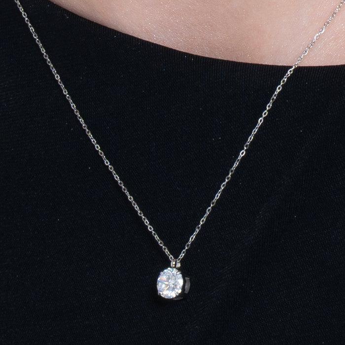 COLLANA DONNA IN ACCIAIO  CON CRISTALLO BIANCO