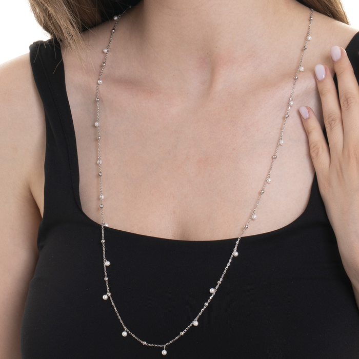 COLLANA DONNA IN ACCIAIO CON ZIRCONI BIANCHI