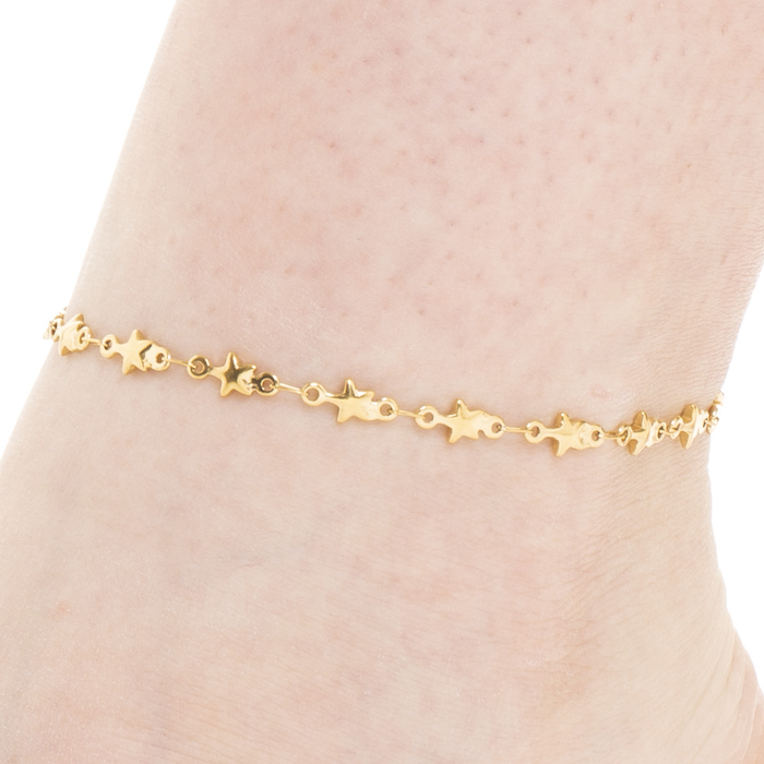 CAVIGLIERA DONNA IN ACCIAIO IP GOLD CON STELLE