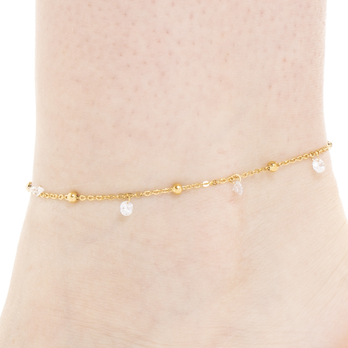 CAVIGLIERA DONNA IN ACCIAIO IP GOLD CON ZIRCONI BIANCHI