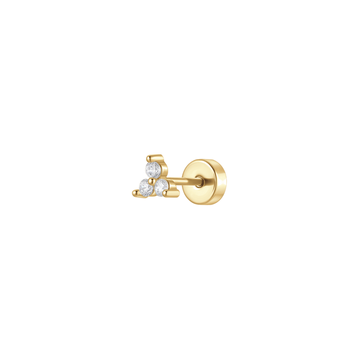 PIERCING ORECCHIO DONNAIN ACCIAIO CON ZIRCONI BIANCHI COLORE ORO