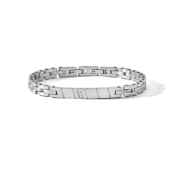 Bracciale in Acciaio con Diamanti Bianchi