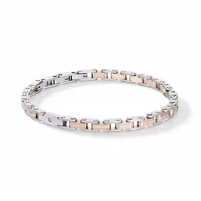Bracciale in Acciaio, Pvd rosè e Diamante bianco