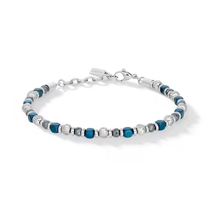 Bracciale in Acciaio, Pvd blu, Ematite