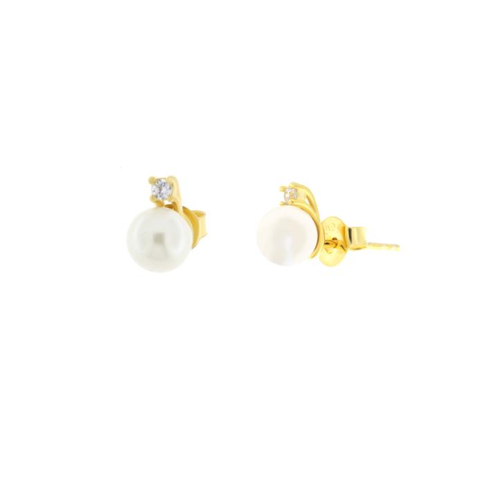 Orecchini in Argento 925 a lobo con perla
