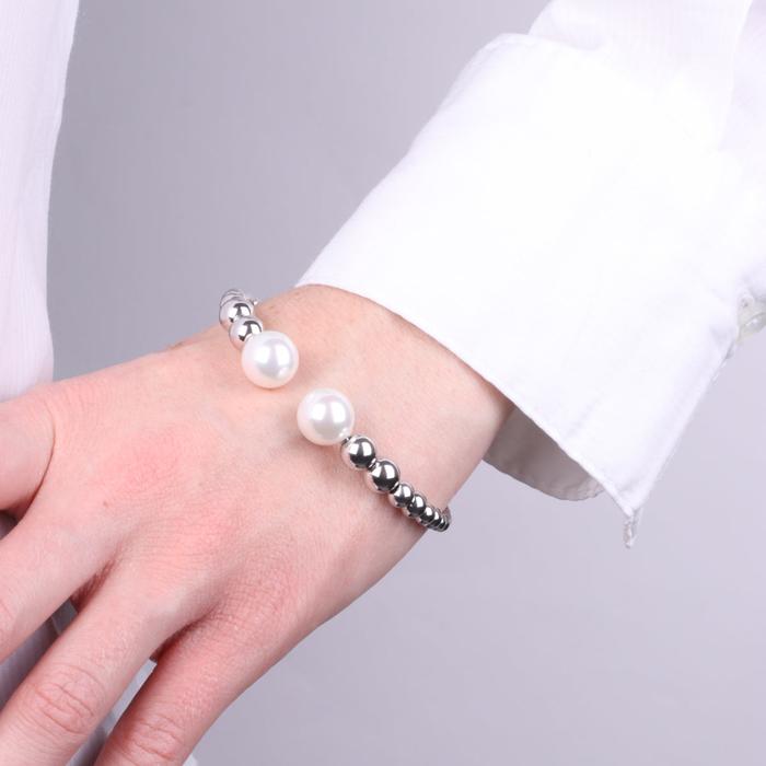 Bracciale in Acciaio rigido con sfere e perle