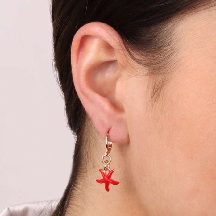 Orecchini in Metallo con pendente stelle marine rosse