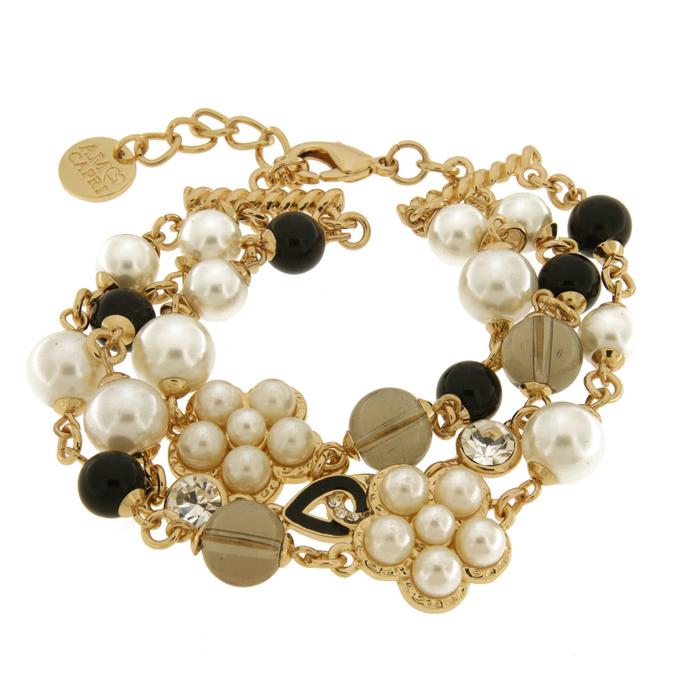 Bracciale in Metallo multifilo con fiore a perle