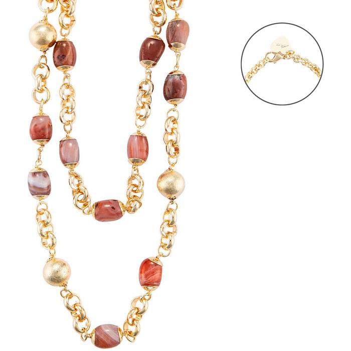 Collana agata e sasso rosso