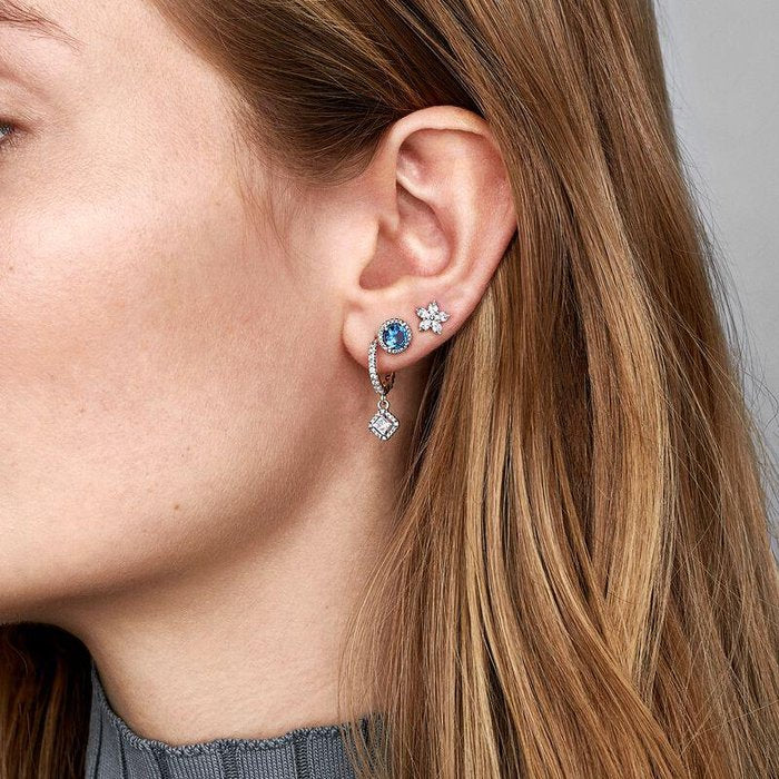 Earrings Orecchini a lobo rotondi blu scintillanti