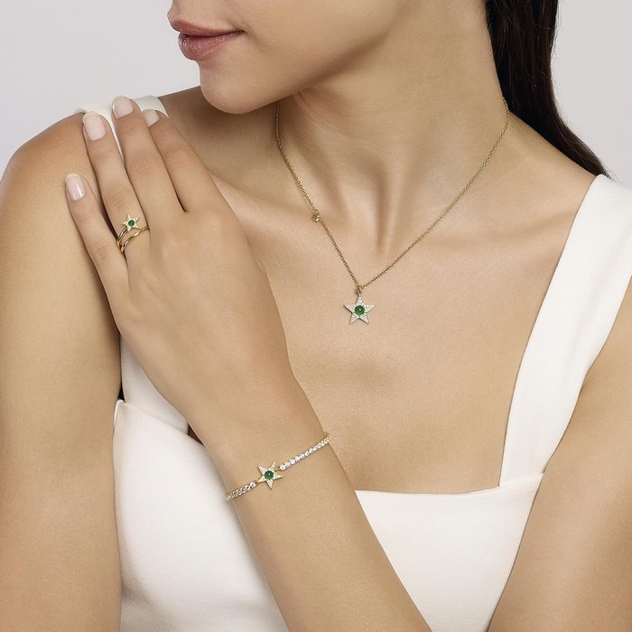 Girocollo stella dorato e agata verde STARLET