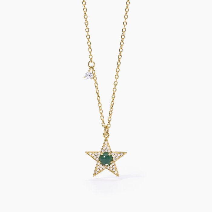 Girocollo stella dorato e agata verde STARLET
