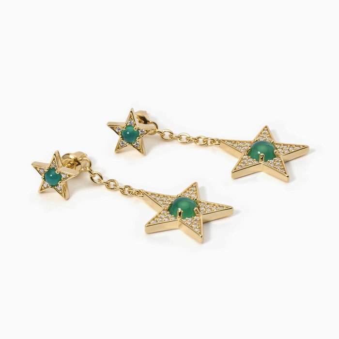 Orecchini stella dorato e agata verde STARLET