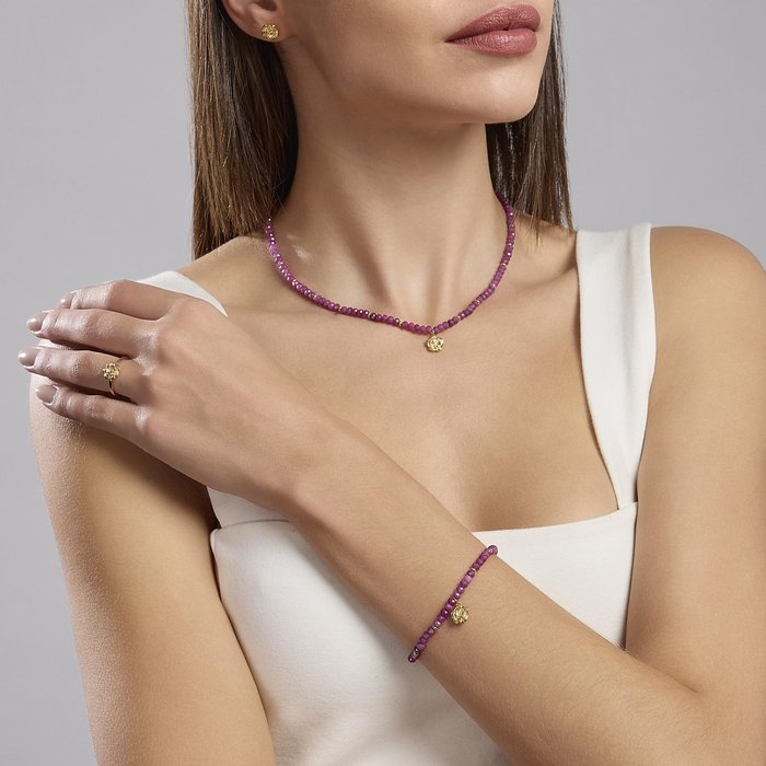Girocollo con rubini e ciondolo LA VIE EN ROSE