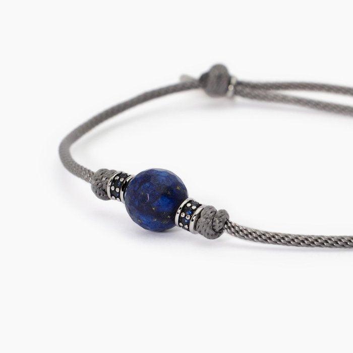Bracciale con cordino grigio e pietra lapis TROPICAL