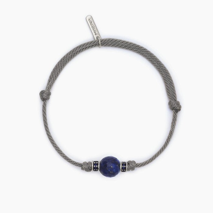 Bracciale con cordino grigio e pietra lapis TROPICAL