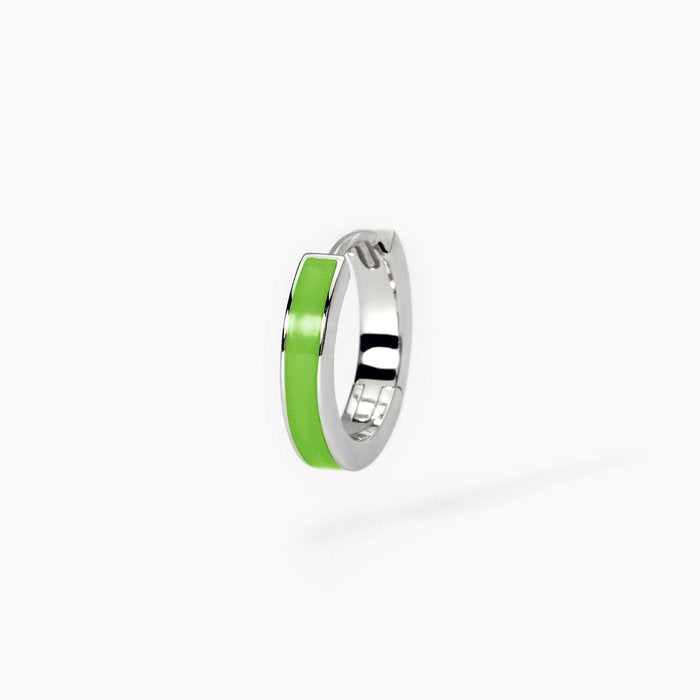 Orecchino in argento a cerchio con smalto verde COLOR BLOCK