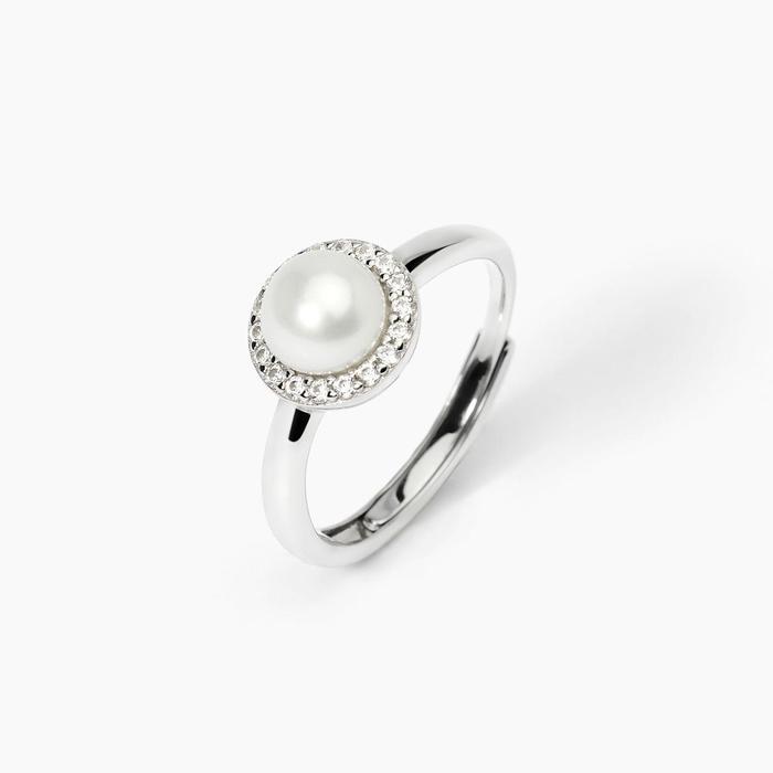 Anello in argento con perla coltivata MILANESIENNE