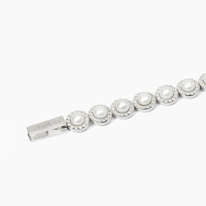 Bracciale tennis in argento con perle e zirconi MILANESIENNE