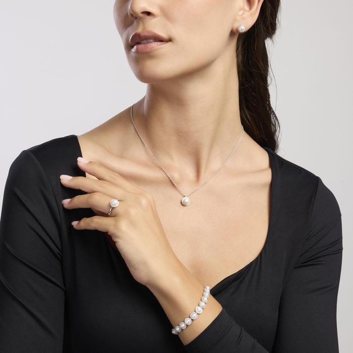 Bracciale tennis in argento con perle e zirconi MILANESIENNE